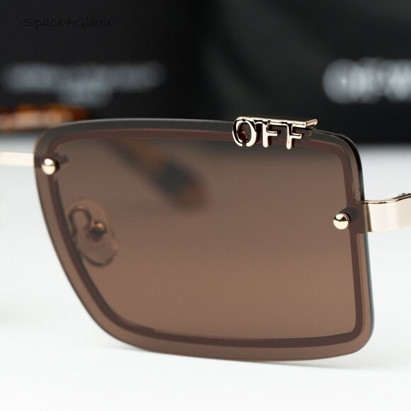 Off-White Women Sunglasses Gold Brown Rectangular OERI13N TAMPA 7664 NEW main image 8